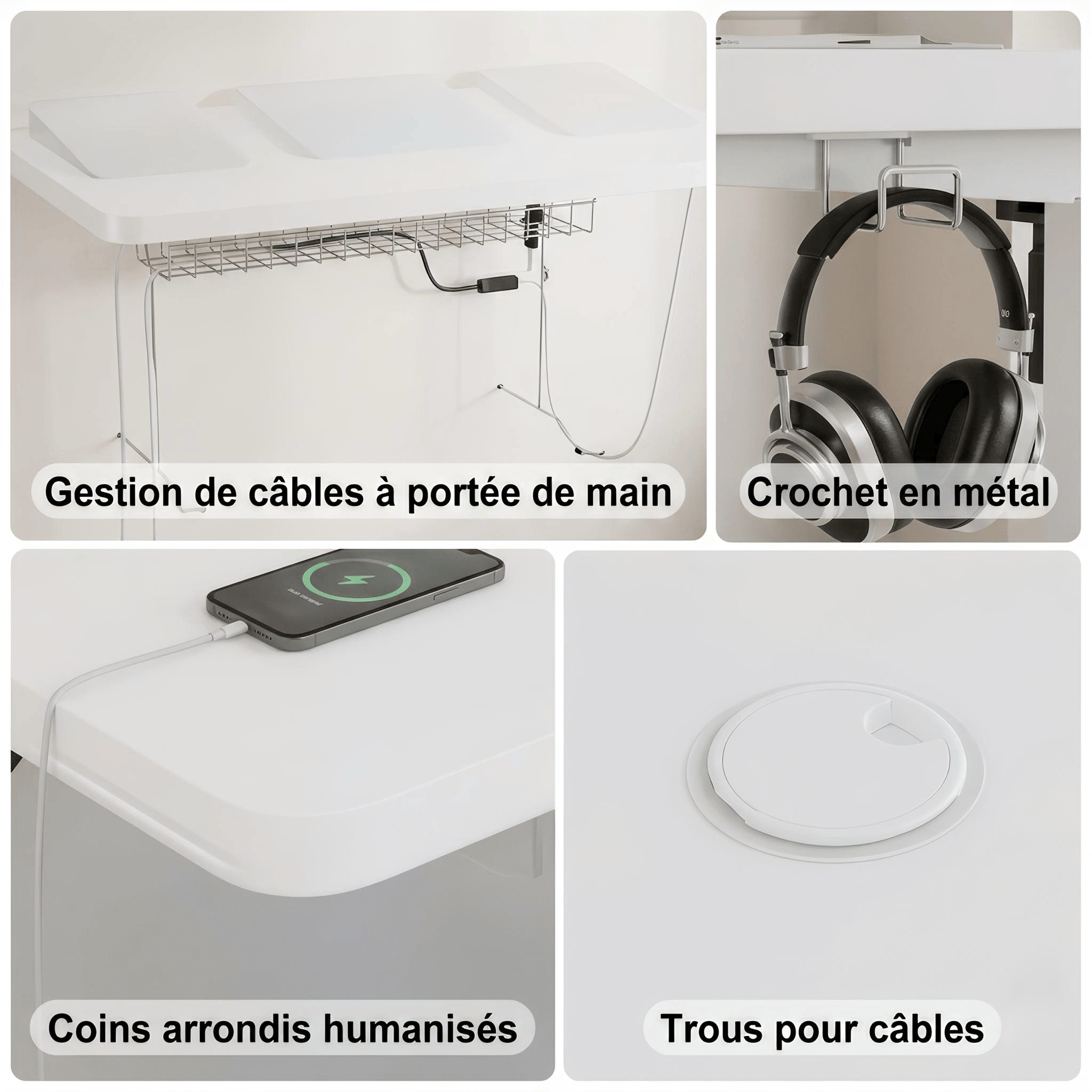 Bureau électrique réglable hauteur 120 cm avec port USB