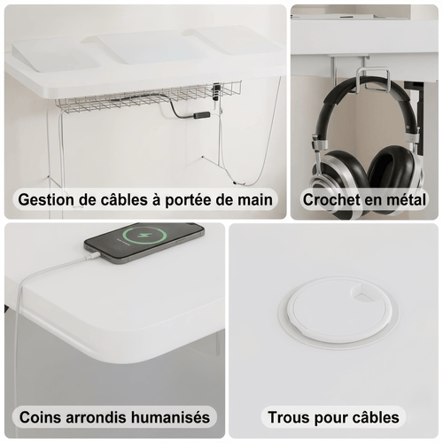Bureau électrique réglable hauteur 120 cm avec port USB