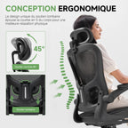 Chaise de bureau ergonomique appui tête réglable maille