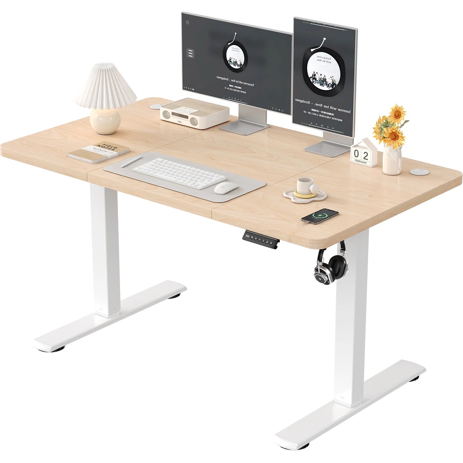 Bureau électrique réglable hauteur 120 cm avec port USB