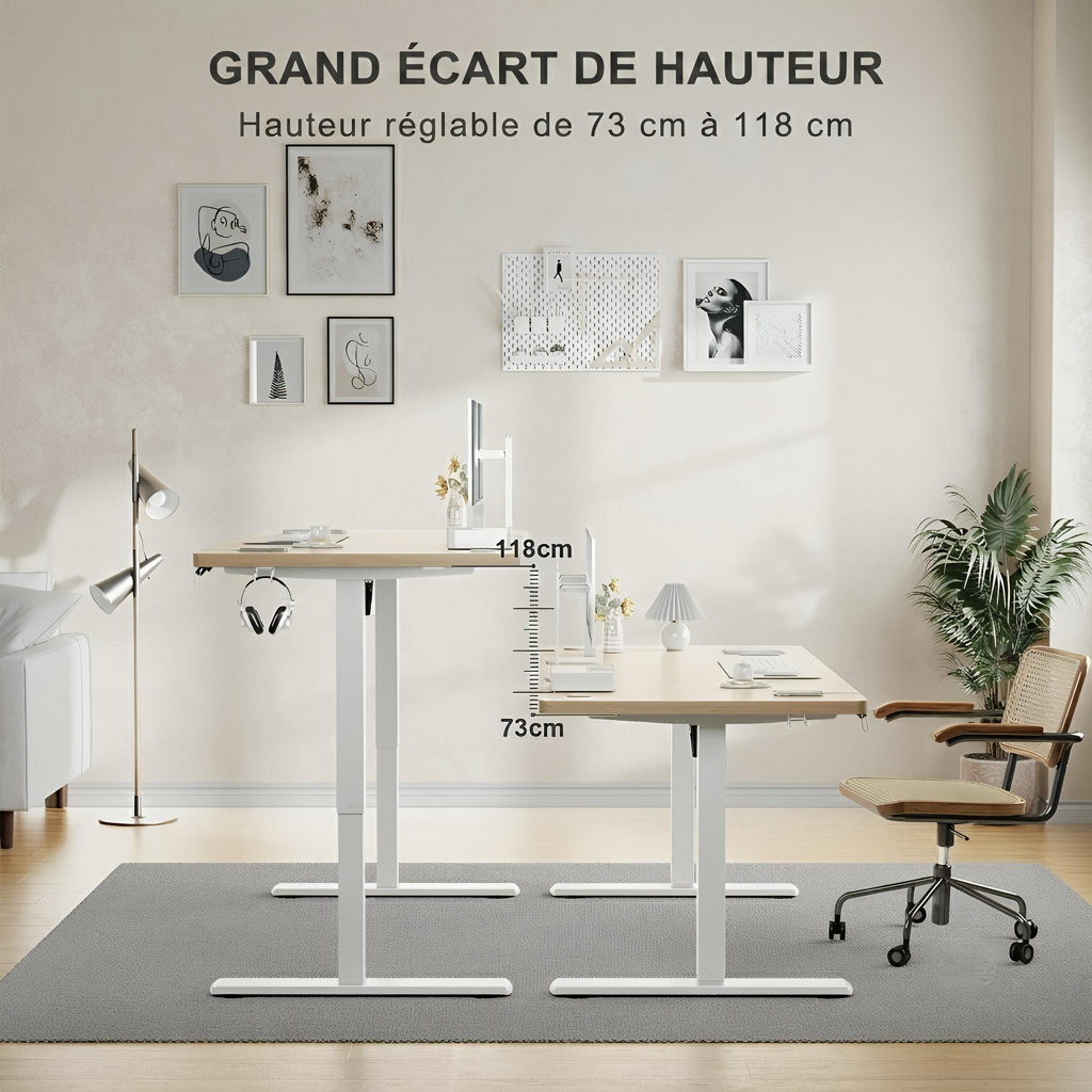 Bureau assis debout électrique avec port usb 160x70