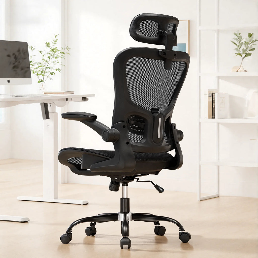 Chaise de bureau ergonomique appui tête réglable maille