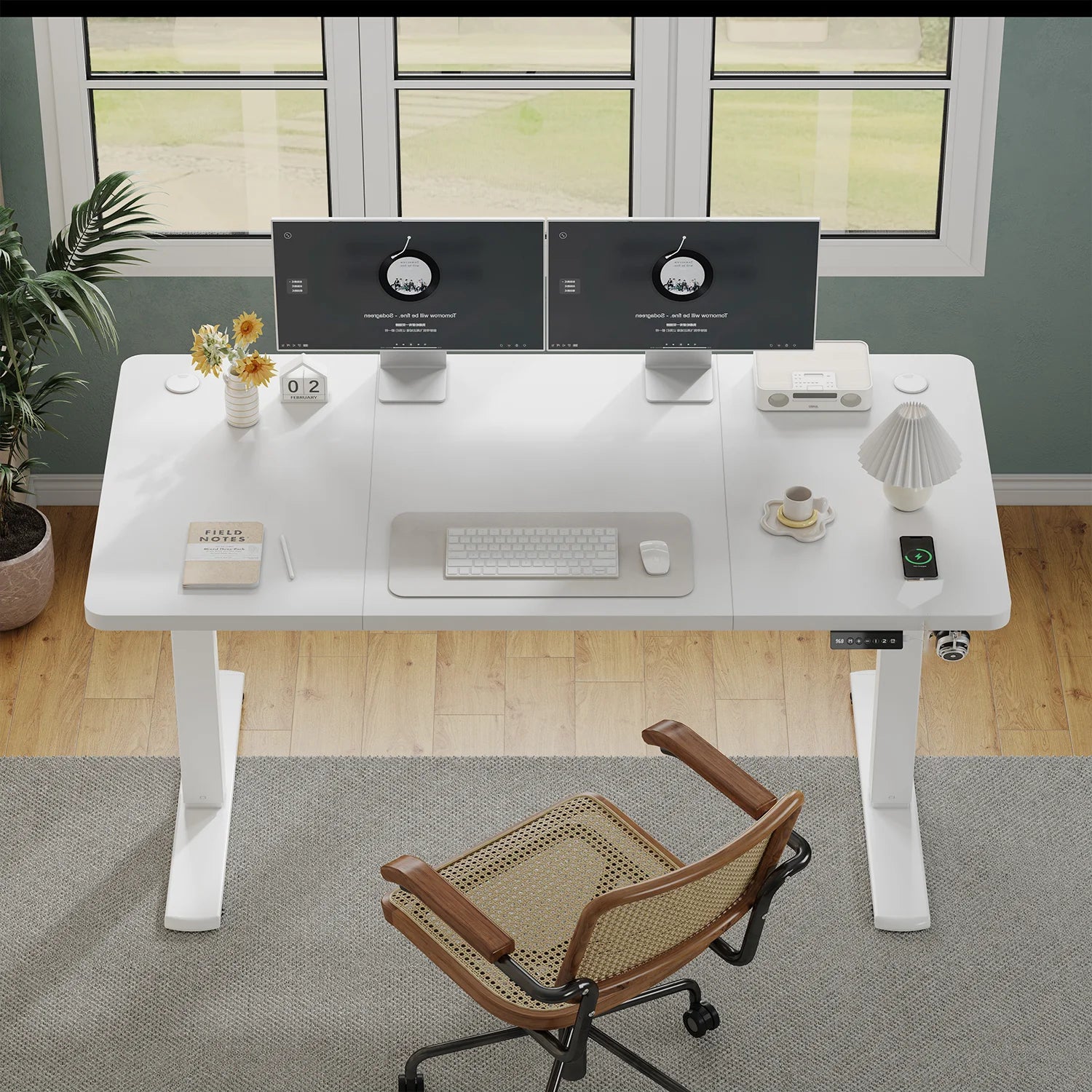 Bureau électrique réglable hauteur 120 cm avec port USB