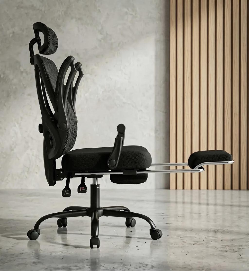 Chaise ergonomique soutien lombaire repose pied appui tête