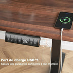 Bureau électrique réglable hauteur 140 cm à mémoire USB