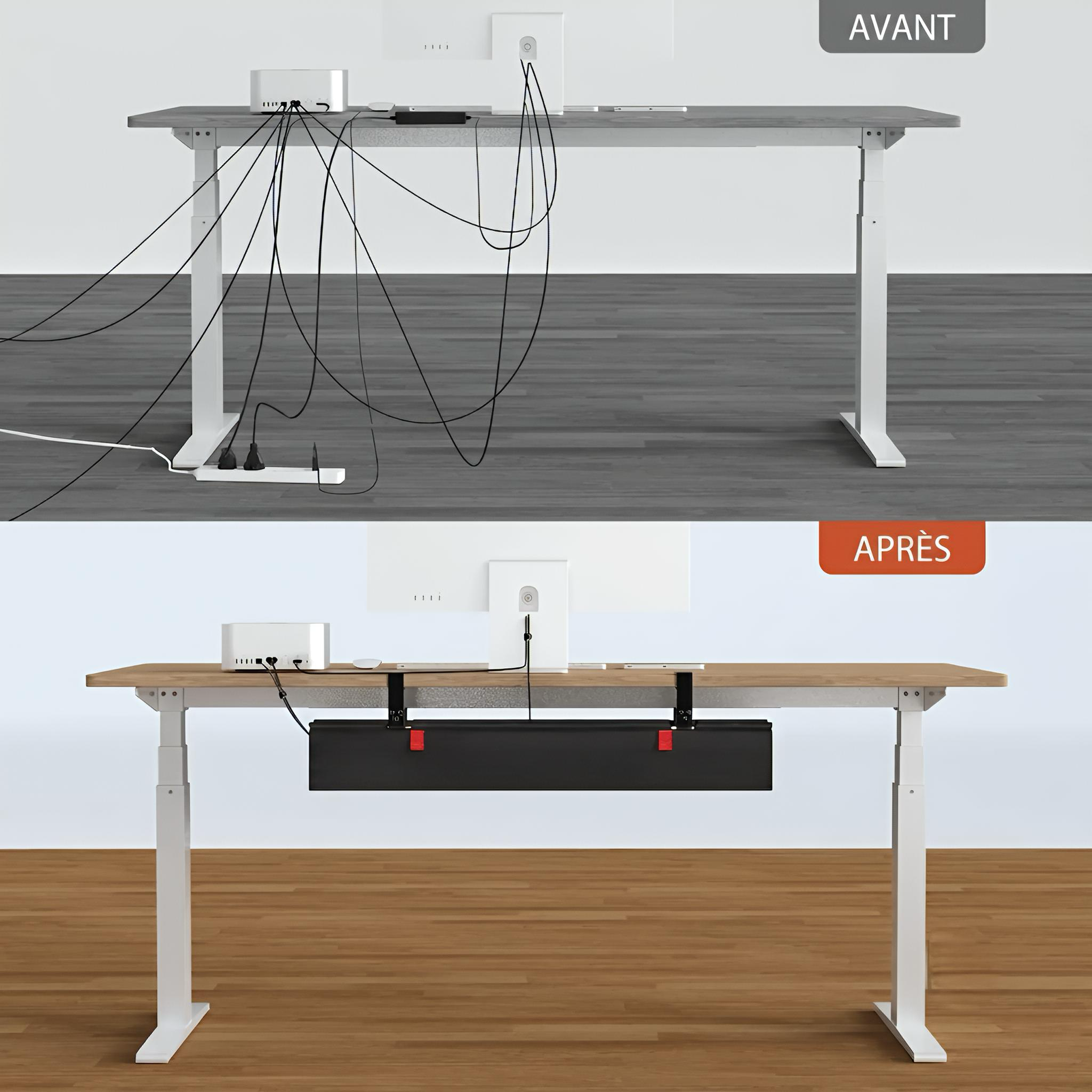 Goulotte rangement câble sous bureau sans perçage