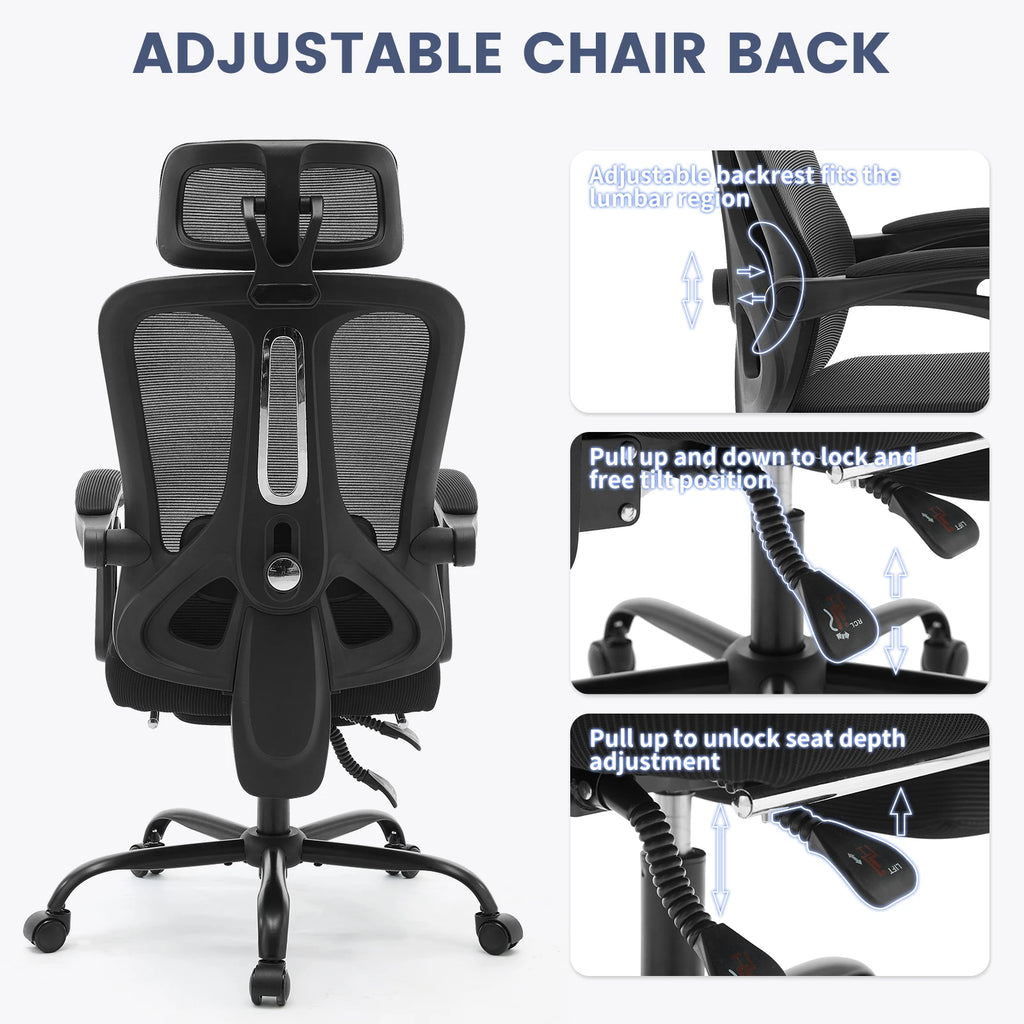 Chaise ergonomique soutien lombaire repose pied appui tête