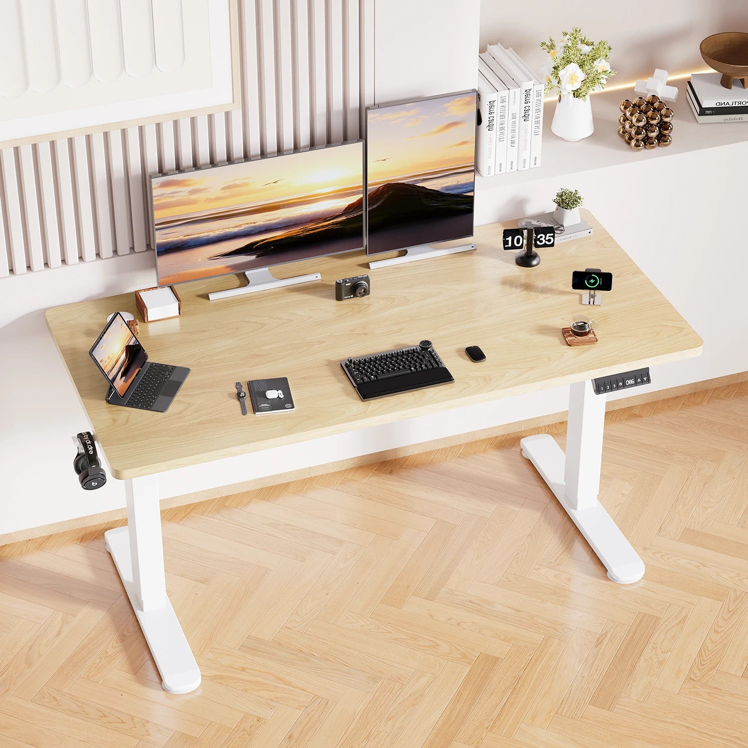 Bureau électrique réglable hauteur 140 cm mémoire USB