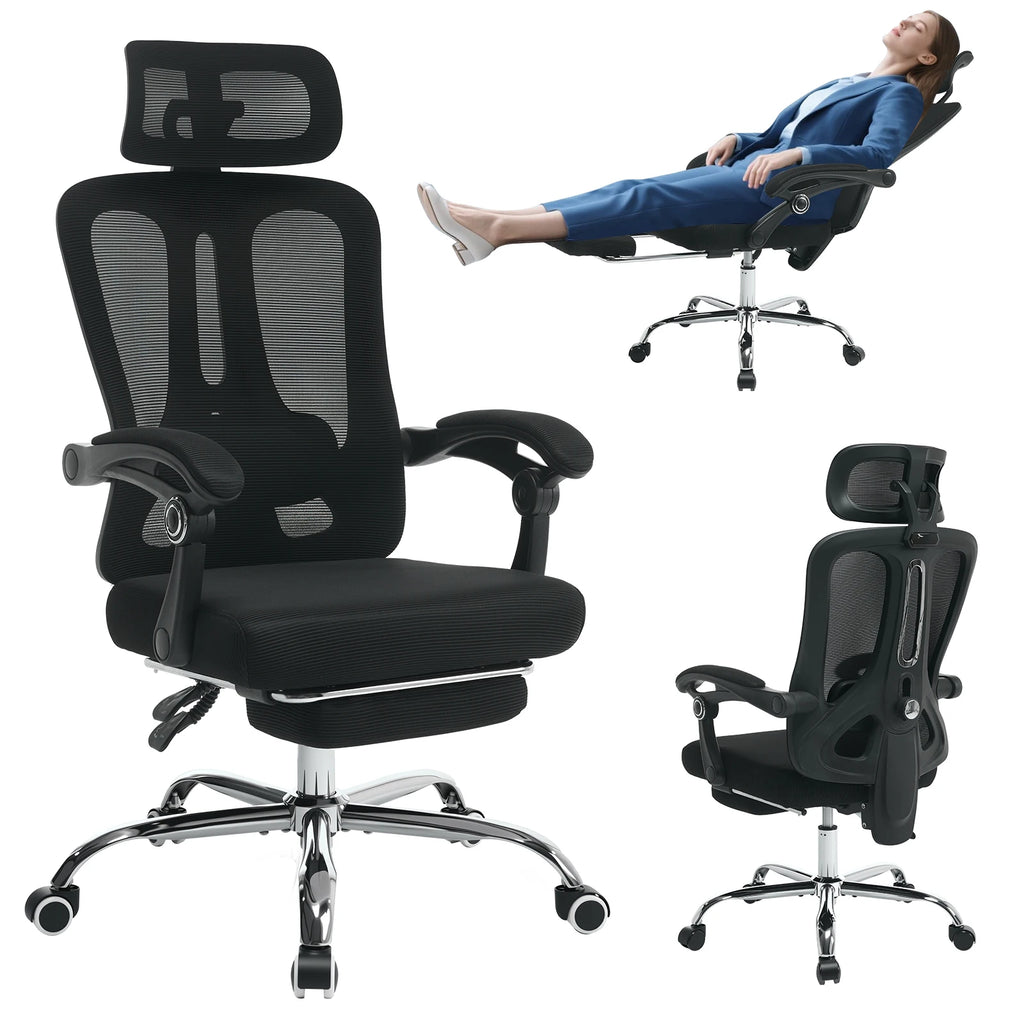 Chaise ergonomique soutien lombaire repose pied appui tête