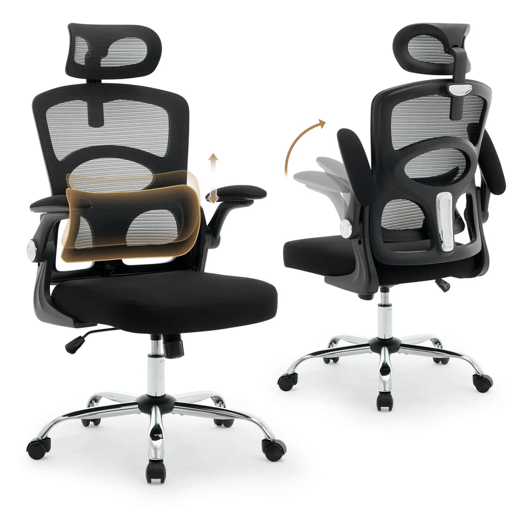 Chaise ergonomique dossier haut appui tête soutien lombaire