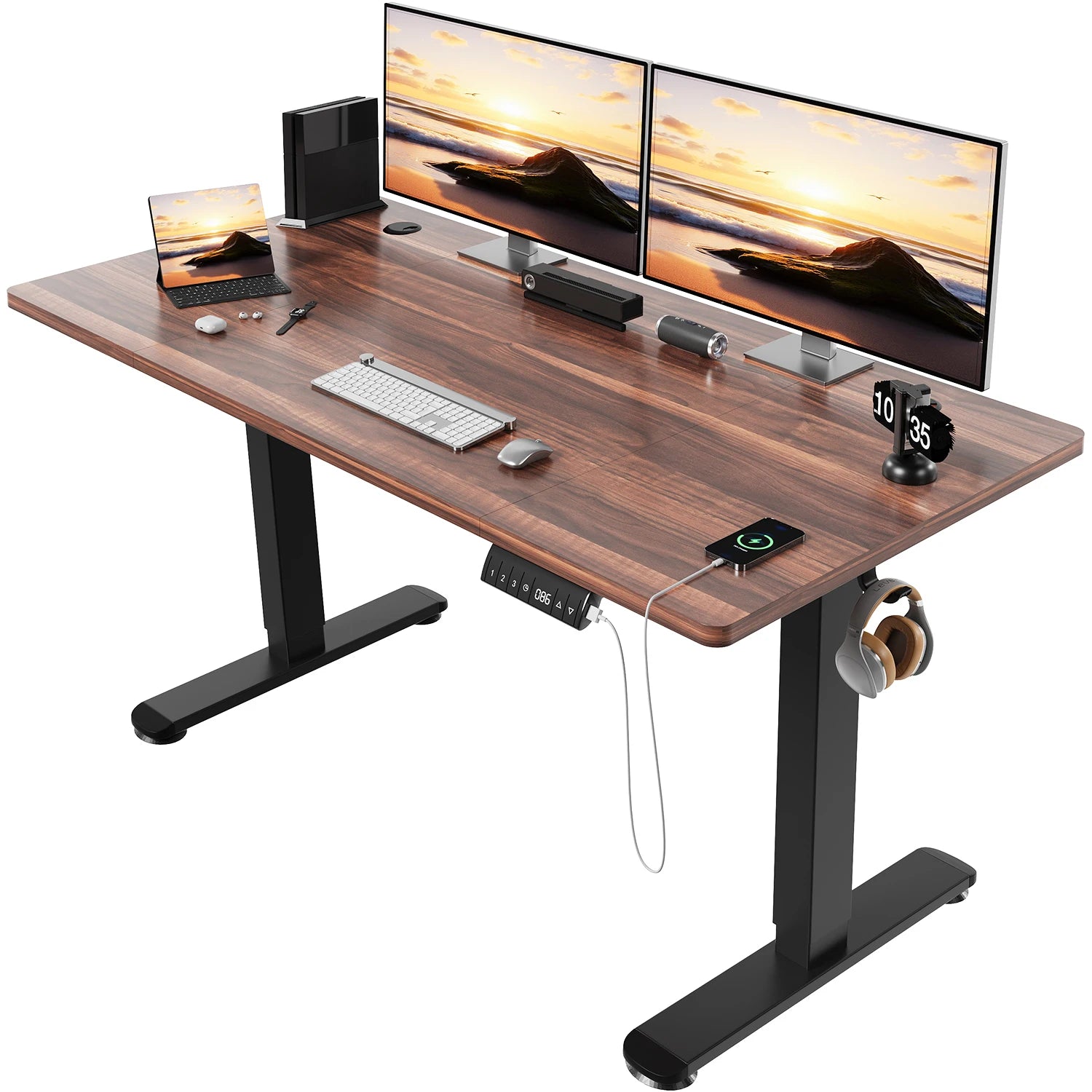 Bureau électrique réglable hauteur 140 cm à mémoire USB
