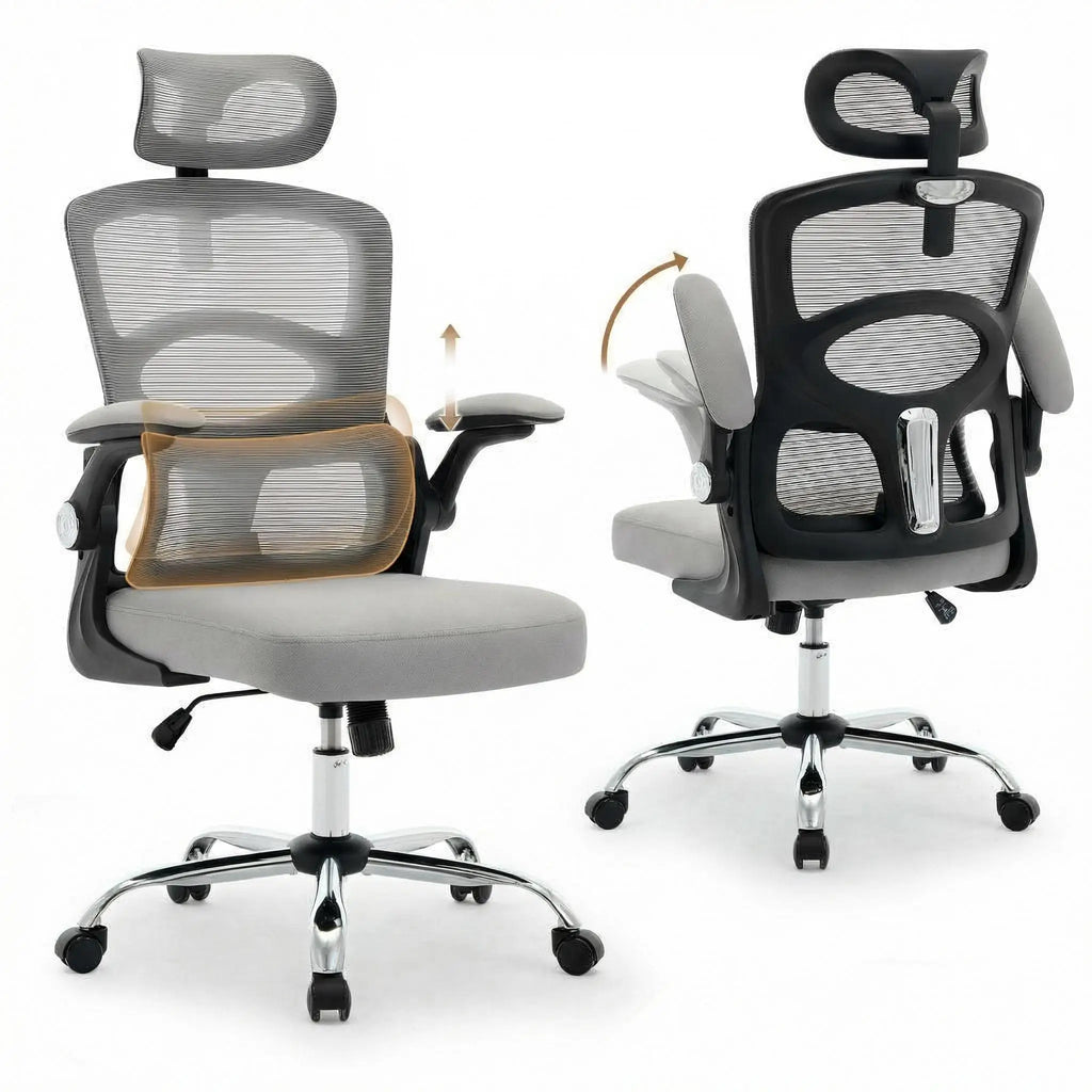 Chaise ergonomique dossier haut appui tête soutien lombaire