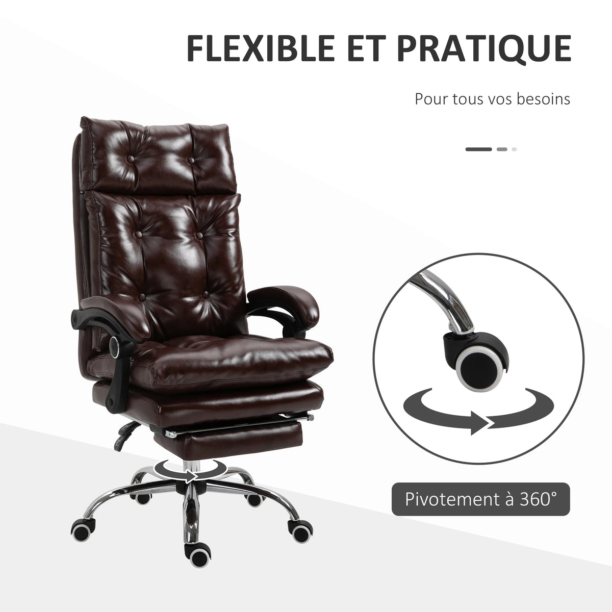 Chaise de bureau ergonomique inclinable avec repose pieds