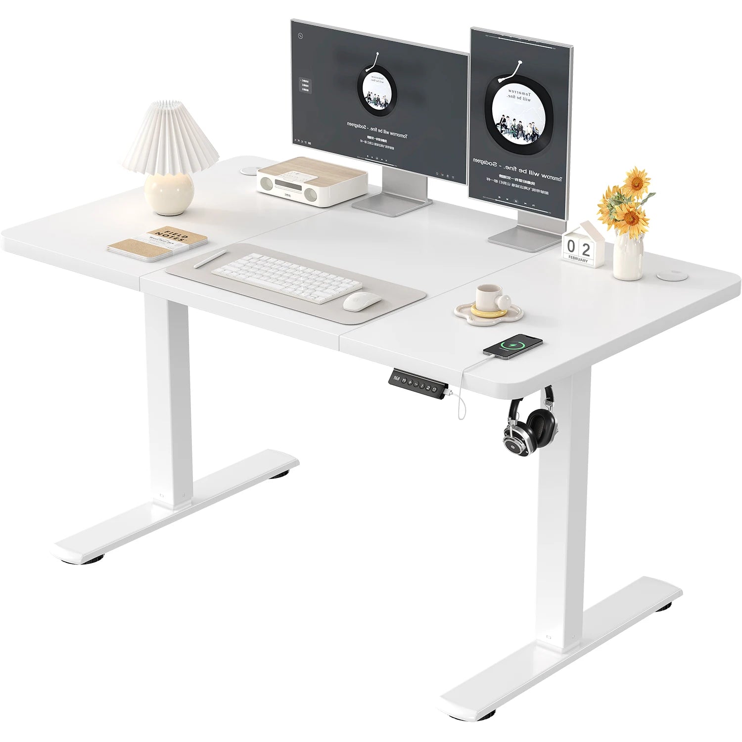 Bureau électrique réglable hauteur 120 cm avec port USB