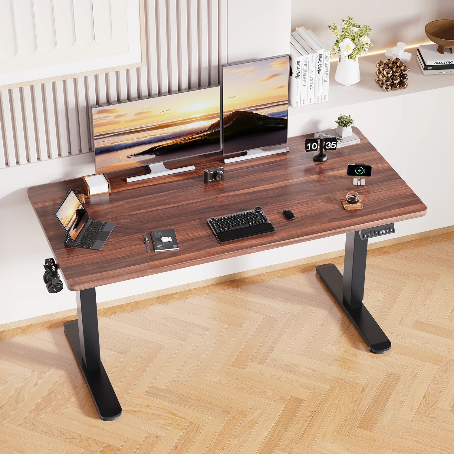 Bureau électrique réglable hauteur 140 cm à mémoire USB