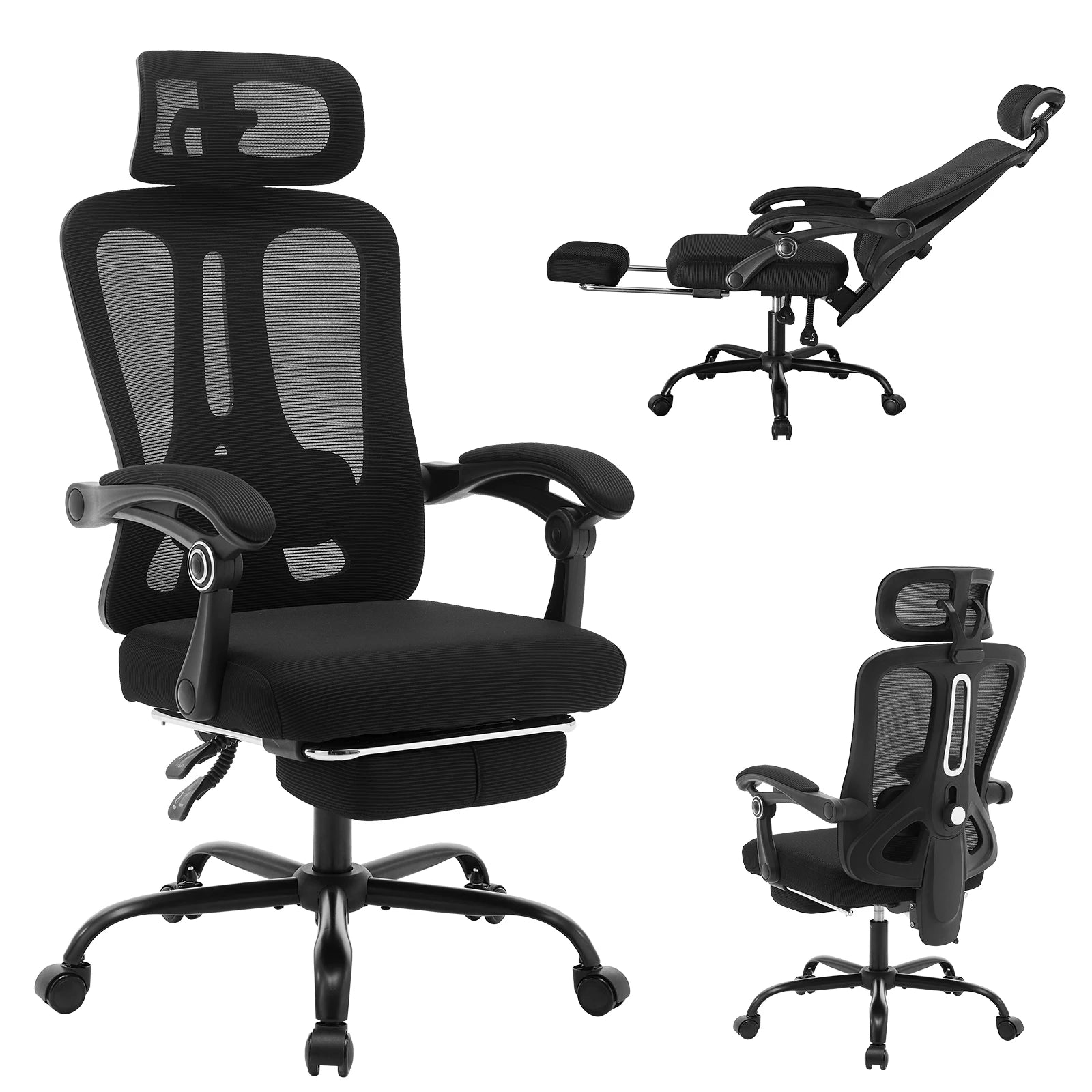 Chaise ergonomique soutien lombaire repose pied appui tête