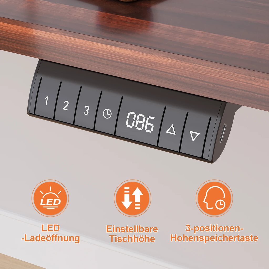 Bureau électrique réglable hauteur 140 cm mémoire USB
