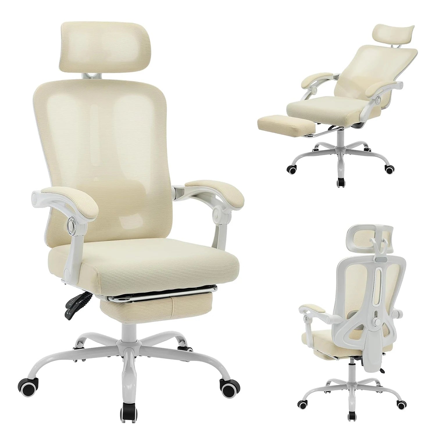 Chaise ergonomique soutien lombaire repose pied appui tête
